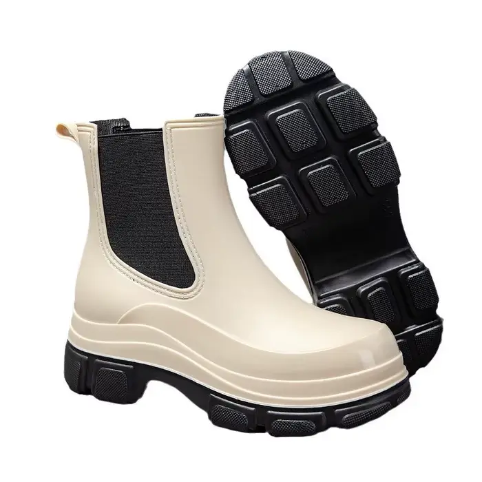 Bottes de pluie en caoutchouc imperméables et antidérapantes pour femmes, mi-mollet, plateforme de jardin, chaussures de pluie légères pour l'extérieur été