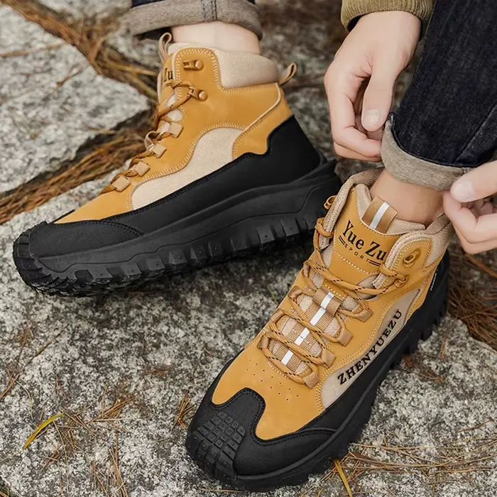 Bottines de marque en cuir respirantes pour hommes