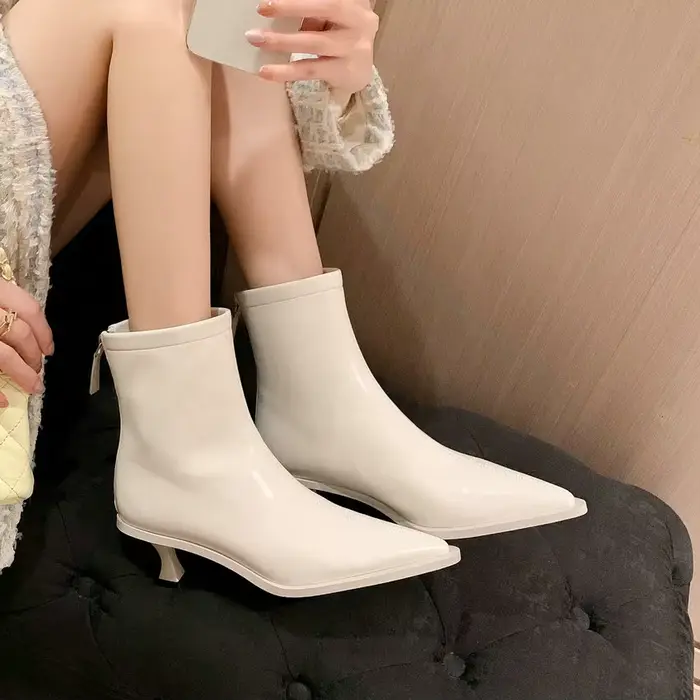 Call TAA-Bottes de rinçage en cuir véritable pour femme, chaussures provoqué pointues pour femme de 