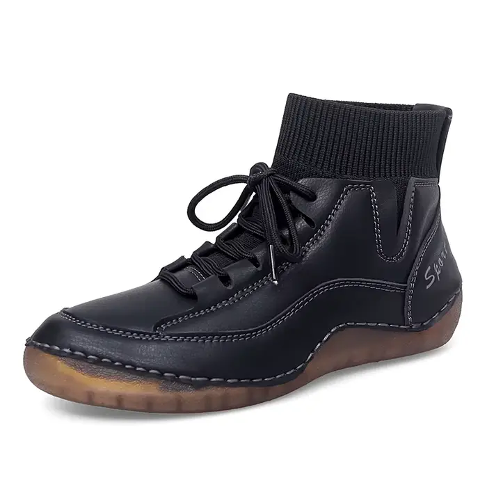 Meilleures bottes en cuir véritable pour femmes bottes courtes bottes de chevalier à semelles épaiss