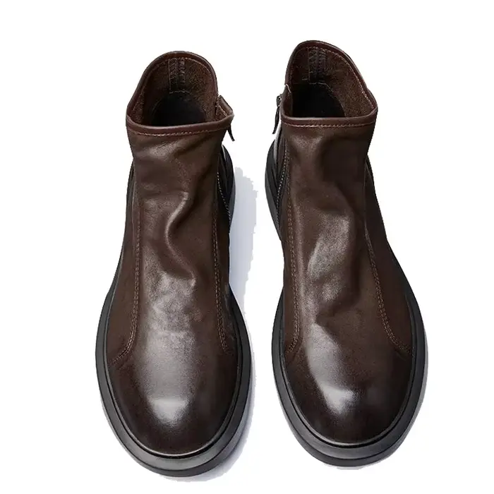 Bottes rétro en cuir pour hommes, bottines Chelsea classiques, robe d'affaires, bottines courtes déc