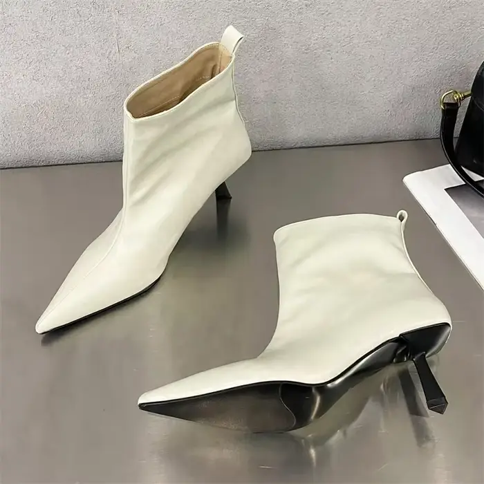 Eilyken-Bottes de rinçage pointues pour femmes, chaussures de fête de mariage, slim, chaussons court