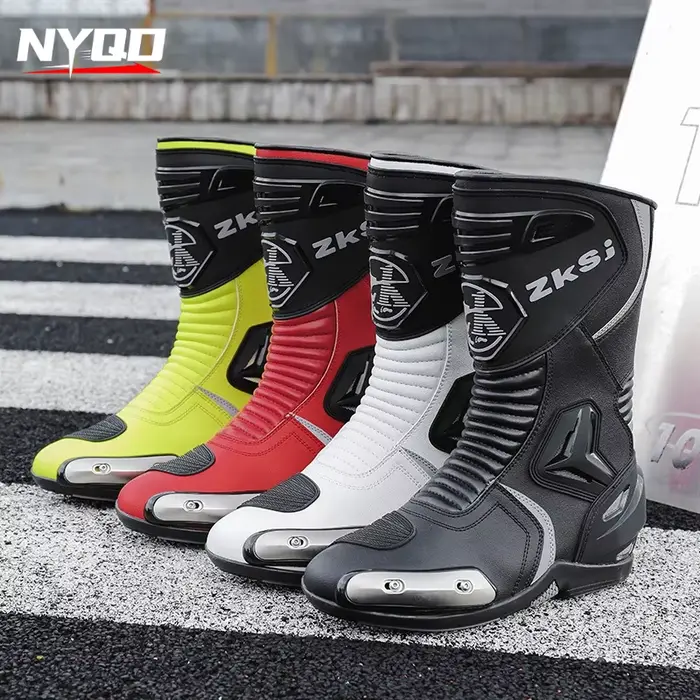 Bottes de motocross respirantes en cuir collé pour homme et femme, résistantes à l'usure et sécuritaires pour les courses et randonnées