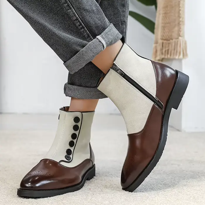 Original automne hiver hommes Chelsea bottes côté fermeture éclair boucle rétro Gentleman affaires chaussures en cuir décontractées bottines classiques