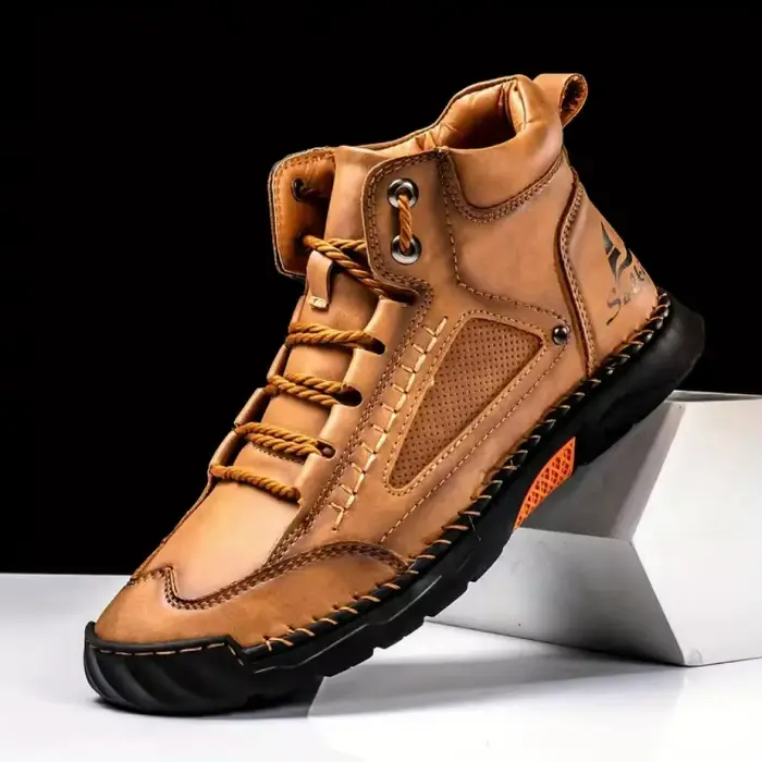 Bottines en cuir pour hommes bottes décontractées en plein air baskets souples Vintage bottes plates