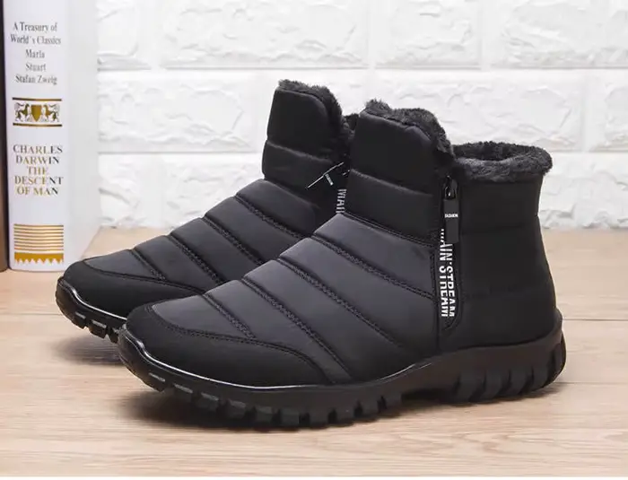 Chaussures d'hiver baskets pour hommes bottines de neige chaudes en coton avec fermeture éclair, cha