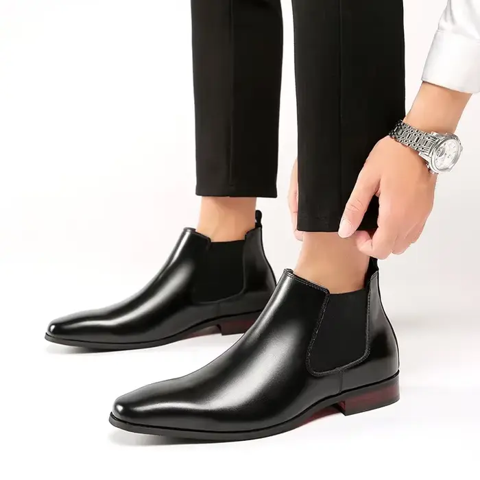 Bottines Chelsea en cuir véritable pour hommes