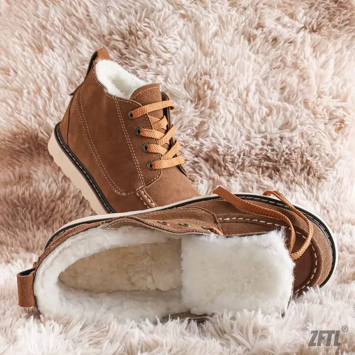 ZFTL-Bottes de neige courtes en peau de mouton pour homme, grandes chaussures britanniques en coton,
