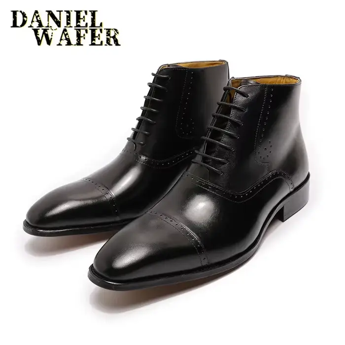 Bottes de rinçage en cuir véritable pour hommes, style cow-boy occidental, confortables et durables pour les occasions spéciales et le quotidien