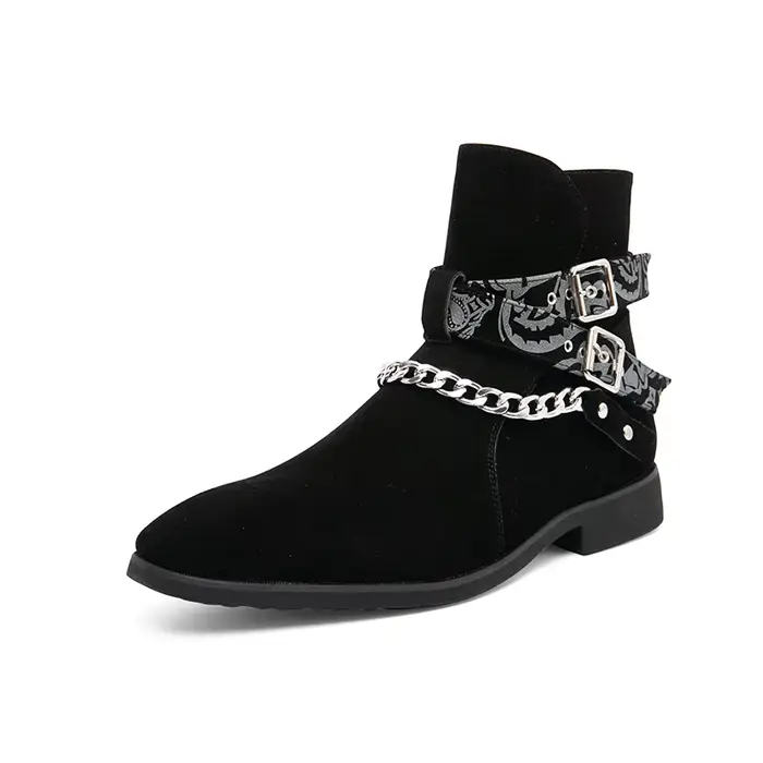 Hommes bottines jaune noir Faux daim boucle sangle classique mode livraison gratuite hommes bottes c
