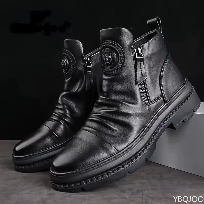Nouvelles Bottes Montantes de Luxe Minimalistes pour Hommes – Tendance, Polyvalentes, Confortables e