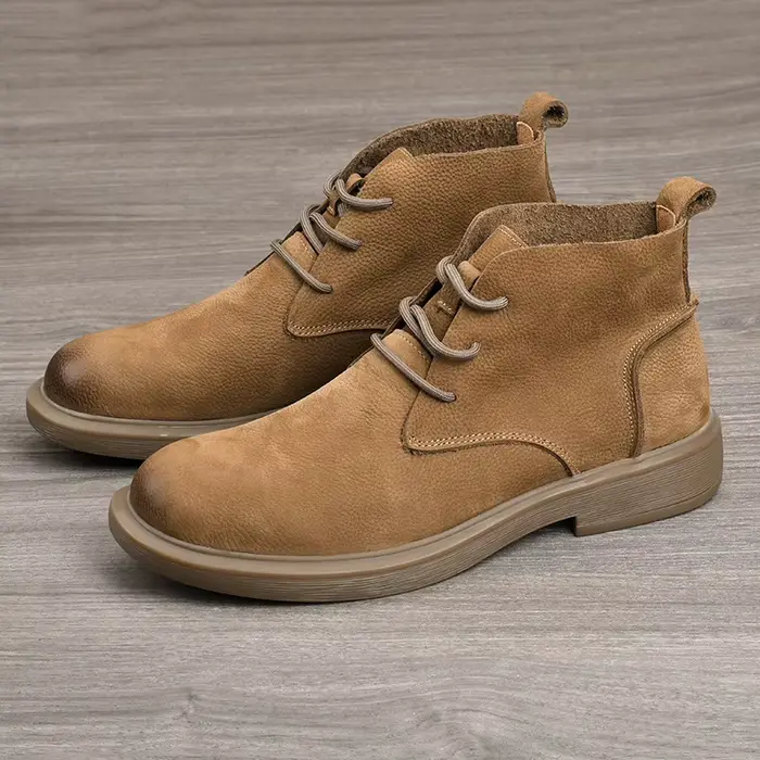 LIHUAMAO – bottes de travail en cuir de vache et daim pour hommes, bottes de moto, bottes occidental