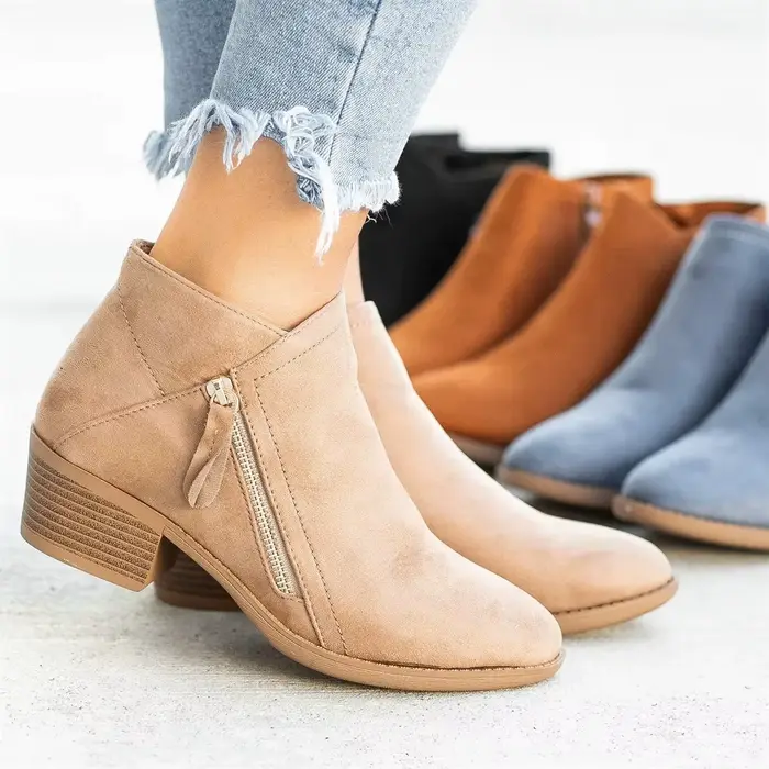 Bottes Chelsea en daim pour femmes, bottines à plateforme, bottes de rinçage à talons, fermeture à glissière latérale, mode automne, 2023 élégantes pour femmes occasions spéciales