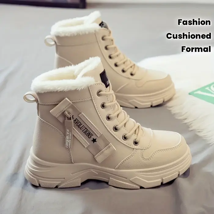 Bottines pour femmes, bottes courtes, bottes d'hiver avec doublure et isolation épaisses, élégantes 