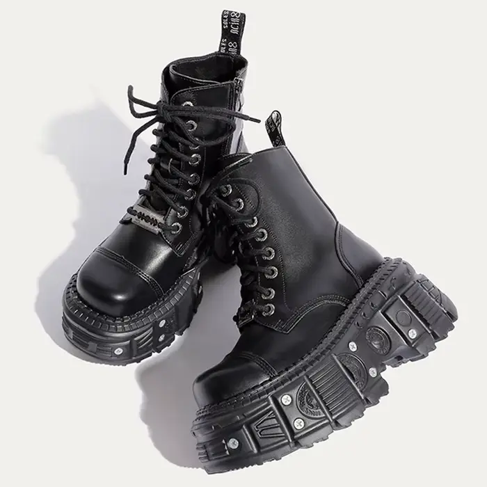 Femmes Punk bottes plate-forme conception personnalisée chaussures en cuir Cool