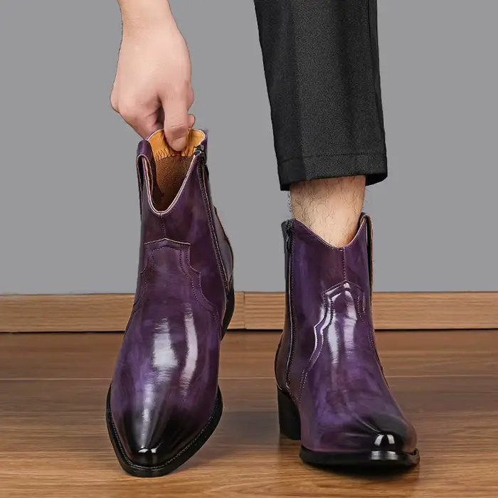 Bottes hautes pour hommes couleur unie confortables légères modernes élégantes à talons hauts pour affaires et occasions spéciales