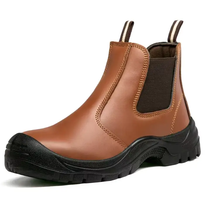 Bottes de travail imperméables, chaussures de sécurité pour hommes, bottes en cuir résistantes à l'u