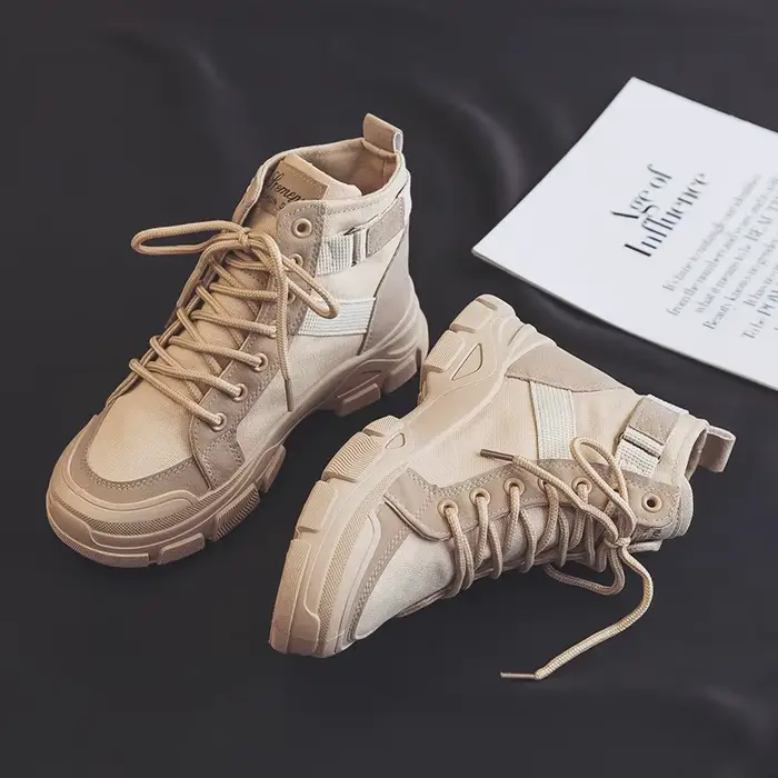 Bottines en tissu pour femmes, antidérapantes, à lacets, confortables, pour la randonnée, chaussures