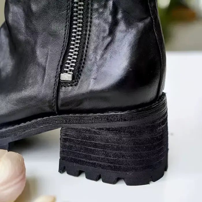 Bottines romaines en cuir véritable pour femmes bottes haut du genou talon carré printemps automne à offrir occasions spéciales