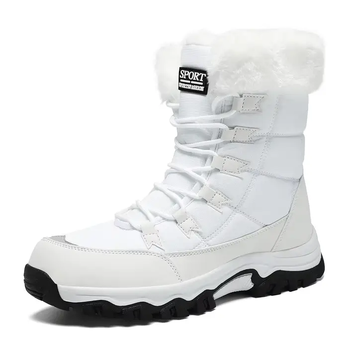 Bottes de neige pour femmes doublées de fourrure artificielle tige en cuir synthétique pour femmes durables et confortables automne hiver occasions spéciales