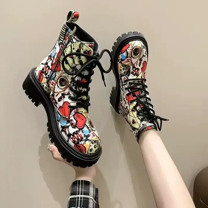 Bottes de rinçage à l'offre elles optiques pour femmes, chaussures imprimées pour femmes, bottes de 