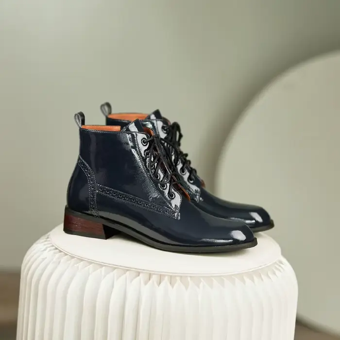 Bottines en cuir véritable pour femmes