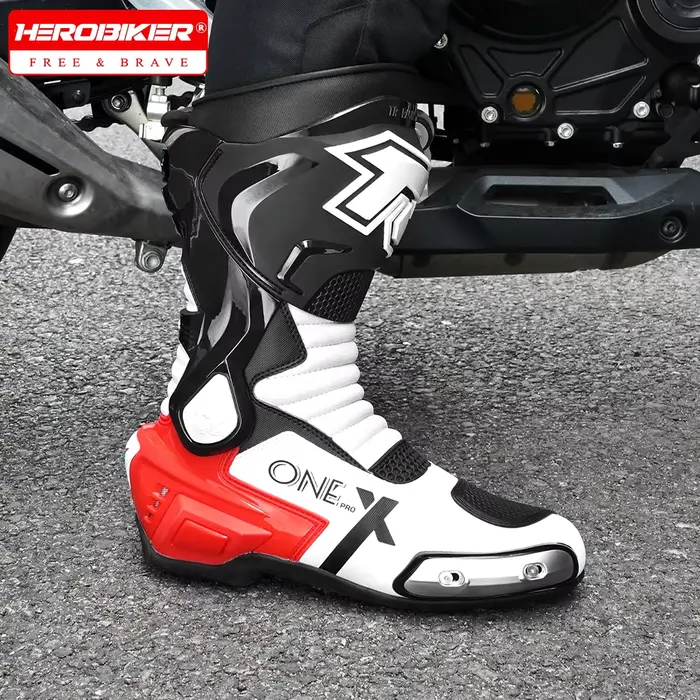 Bottes de Motard En Cuir Respirantes Pour Hommes Et Femmes, Chaussures De Moto Étanches Pour Voyageurs Occasions Spéciales