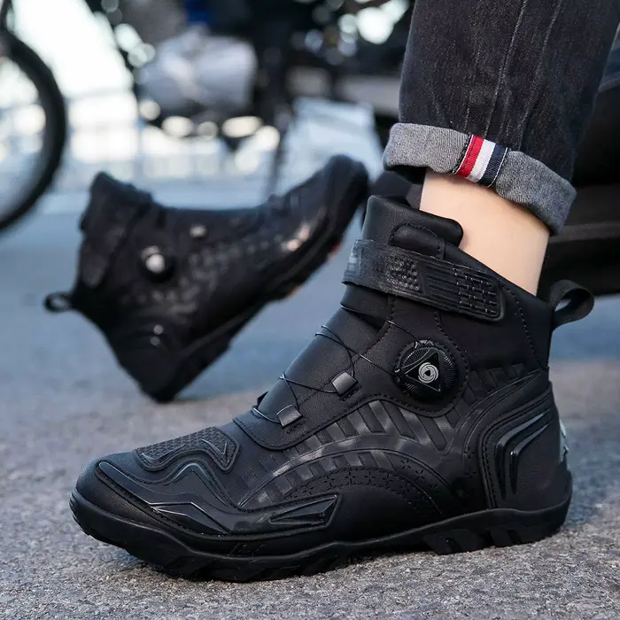 Bottes de moto en cuir pour hommes