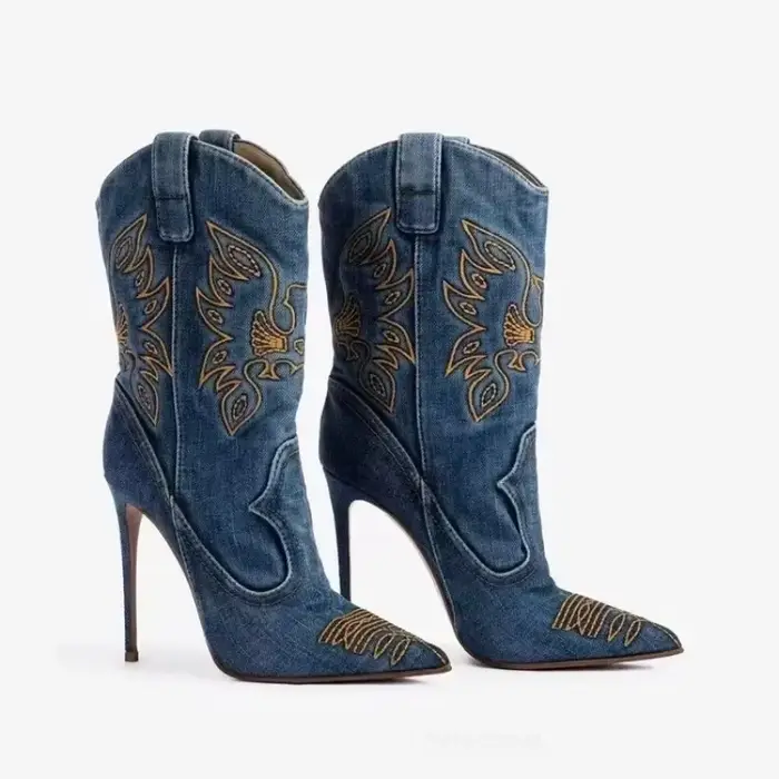 Bottes mi-mollet western pour femme