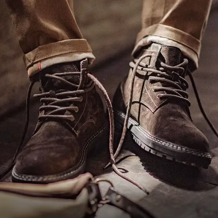 Bottes mi-hautes marron rétro MADEN pour homme, chaussures de travail et sécurité, bottes de désert polyvalentes, occasions automne et hiver