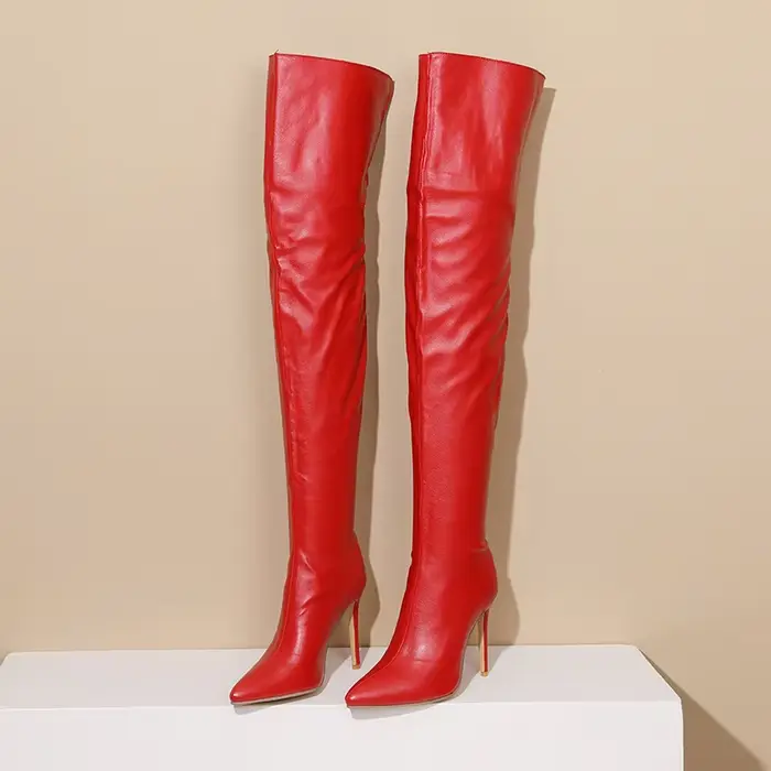 Bottes à bout pointu, Super hautes et fines talons, Sexy pour femmes, chaussures confortables en cui