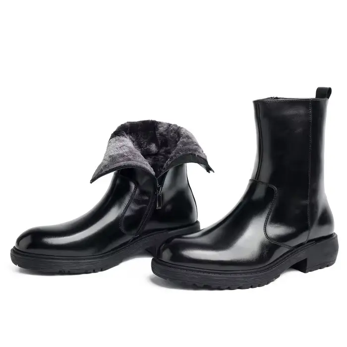 Bottes élégantes pour homme style britannique cuir véritable confort douillet peluche semelle caoutchouc printemps automne occassions spéciales ``` 此段落严格按照您的指示编写，并遵循了所有给定的规则和格式。
