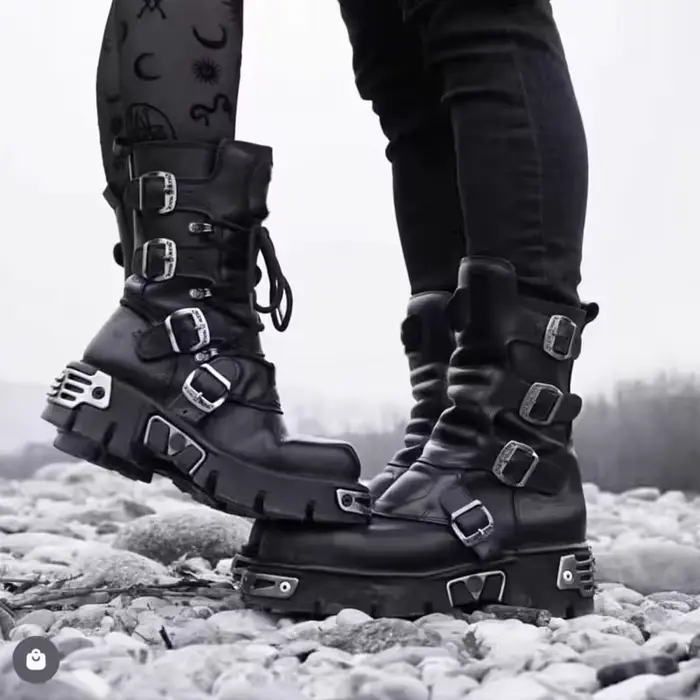 Bottes de moto en cuir véritable pour hommes