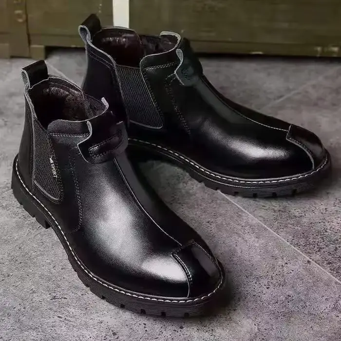 Bottes en cuir véritable pour hommes, chaussures de haute qualité, bottes de travail de marque de st