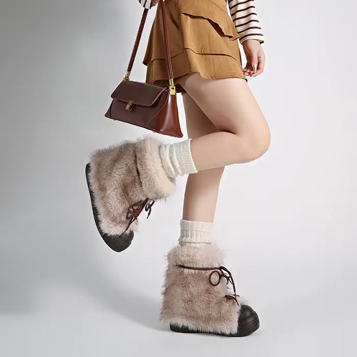 Bottes de neige à semelle épaisse tendance, bottes basses élégantes pour femmes, automne-hiver, styl
