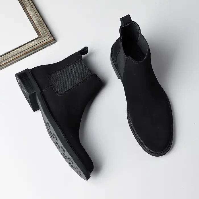 Bottines Chelsea vintage en cuir véritable pour hommes