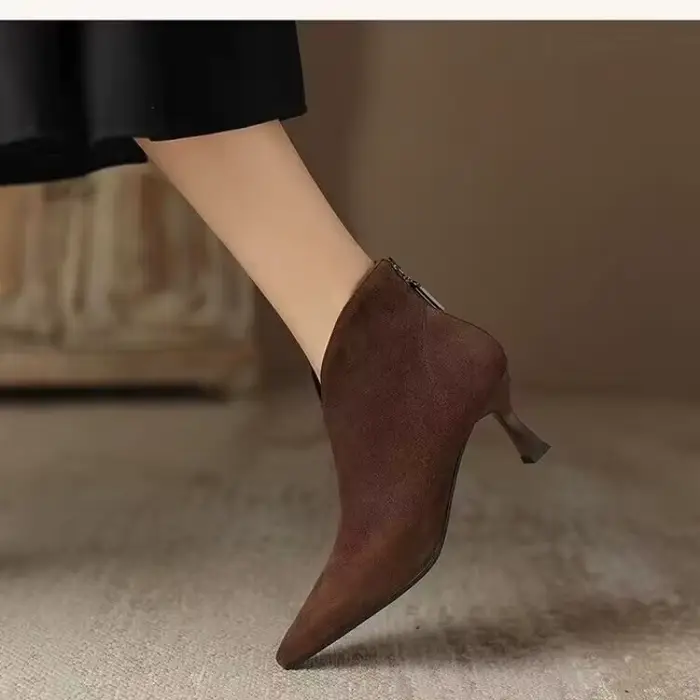 Bottes courtes en daim marron 2025 automne-hiver nouveau style