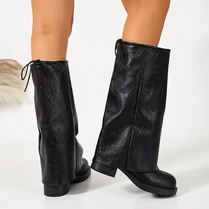 Bottes hautes à talon épais décorées d'un nœud Y2K pour femmes, automne-hiver 2026, bottes de cow-bo