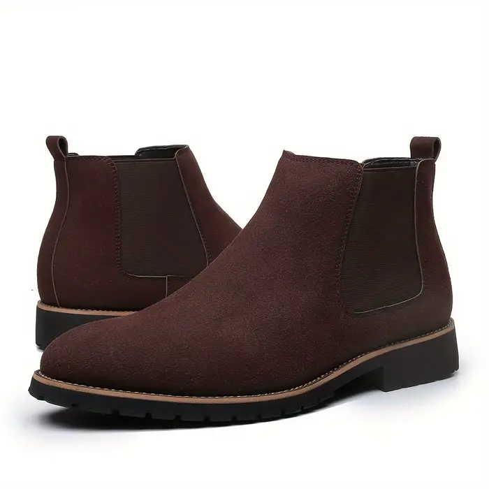 Bottes Chelsea mi-hautes à bout rond givré à la mode pour hommes Style de botte décontractée à enfil