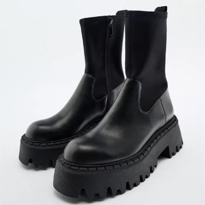 Bottes Chelsea de Luxe à Plateforme Femme Gothique Punk Élégantes Occasions Spéciales Automne Hiver 2023