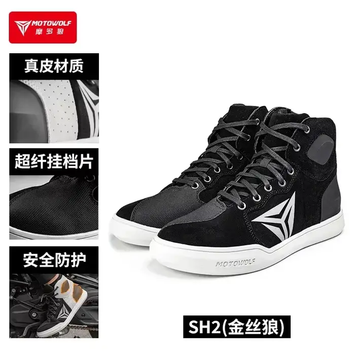 Motowolf bottes de Moto chaussures d'équitation coupe-vent respirant en cuir véritable protection po