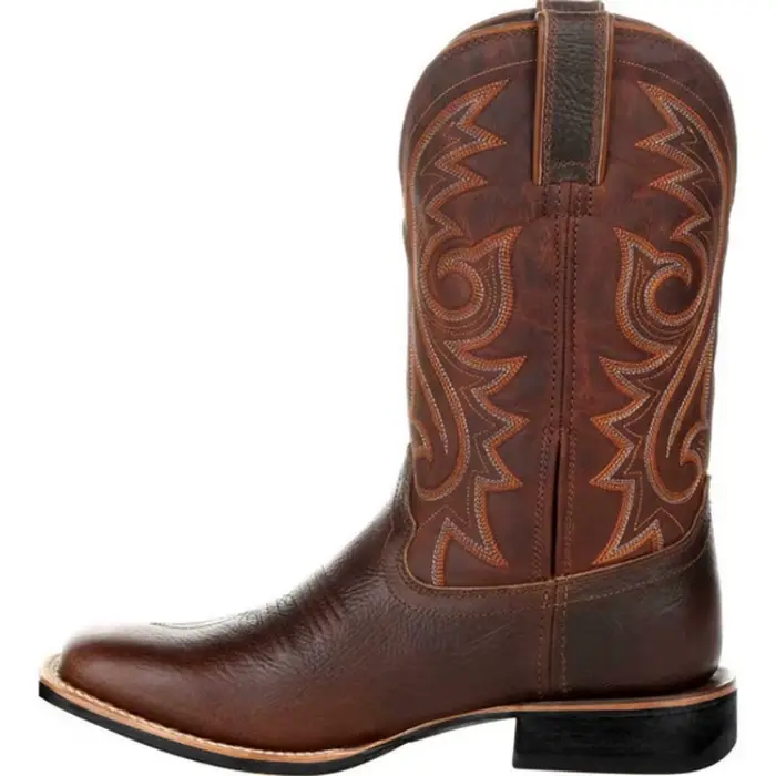 Bottes de luxe mi-mollet pour homme, design rétro, bottes de cow-boy occidental, bottes de moto, totem, cuir PU, printemps automne