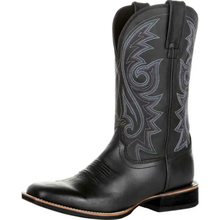Bottes de Cowboy faites à la main pour hommes, bottes occidentales brodées à bout pointu, mi-mollet,