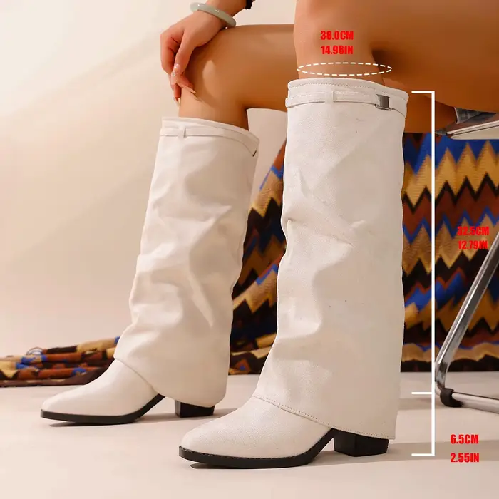 Bottes longues à Tube haut et bout pointu pour femme, bottes à talons épais, à la mode, nouveau Styl