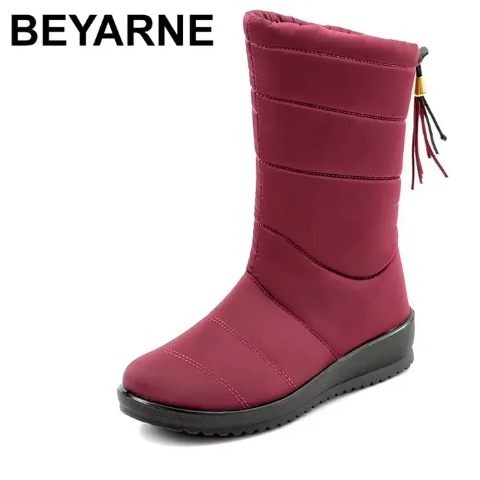 Bottes de neige mi-mollet imperméables pour femmes