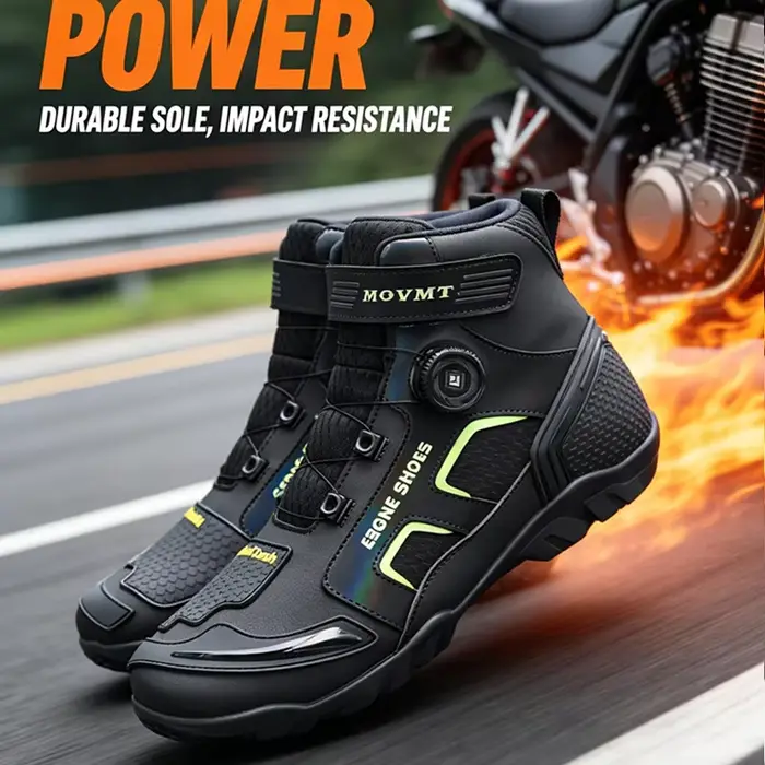 Bottes de moto pour homme en cuir robuste, mi-mollet, résistantes et respirantes pour courses tout-terrain et randonnées