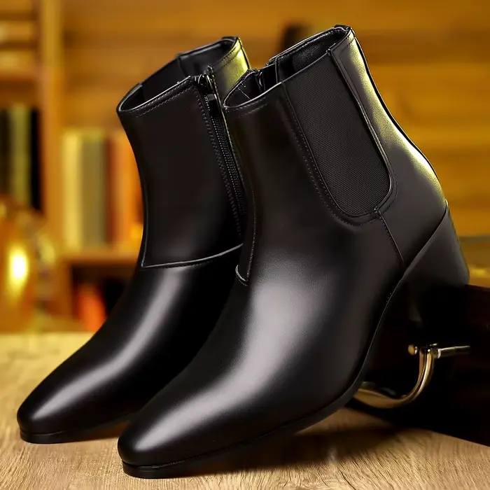 Bottines Chelsea de style britannique rétro, bout pointu, bottes en cuir décontractées à la mode, no