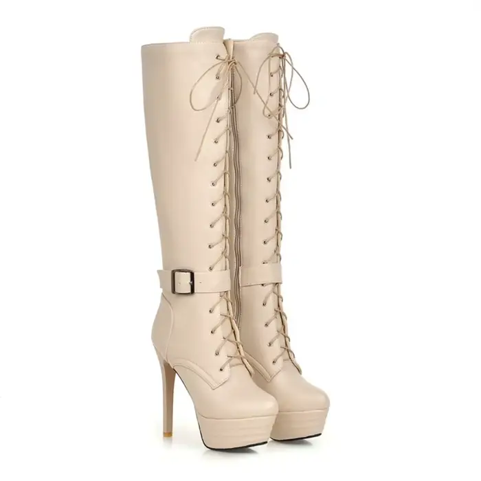 Bottes hautes femmes BLXQPYT mode hiver talons fins haut du genou sexy occassions spéciales et quotidienne