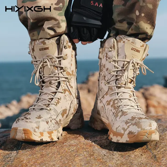 Bottes de randonnée camouflage vert homme robustes pour randonnée chasse et escalade occasions spéciales