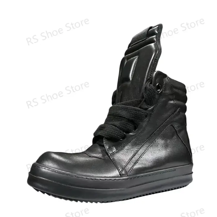 Ro hommes chaussure pleine bottes en cuir noir haut chaussures décontractées lacets Jumbo o-wen Snea